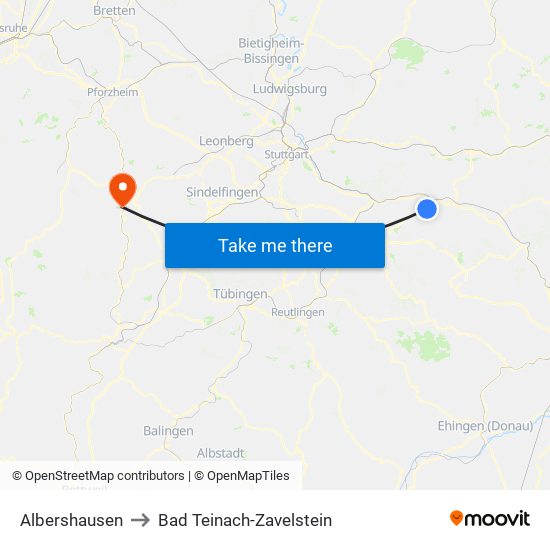 Albershausen to Bad Teinach-Zavelstein map