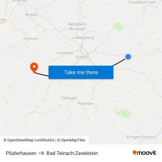 Plüderhausen to Bad Teinach-Zavelstein map