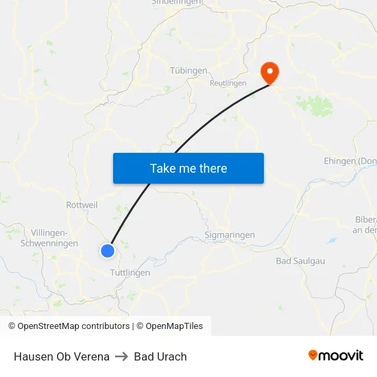 Hausen Ob Verena to Bad Urach map