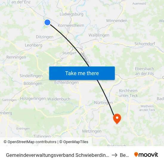 Gemeindeverwaltungsverband Schwieberdingen-Hemmingen to Beuren map