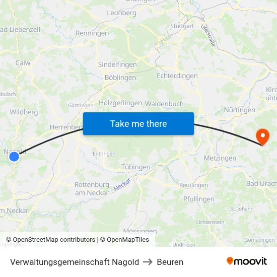 Verwaltungsgemeinschaft Nagold to Beuren map