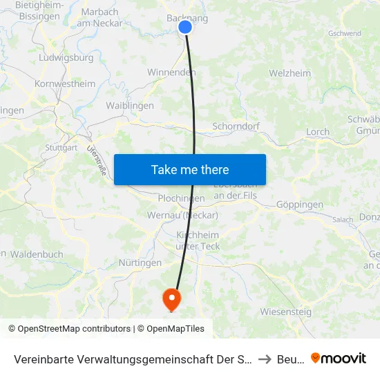 Vereinbarte Verwaltungsgemeinschaft Der Stadt Backnang to Beuren map
