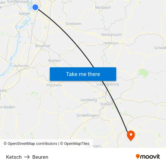 Ketsch to Beuren map