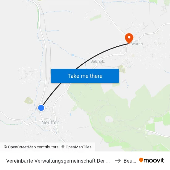Vereinbarte Verwaltungsgemeinschaft Der Stadt Neuffen to Beuren map