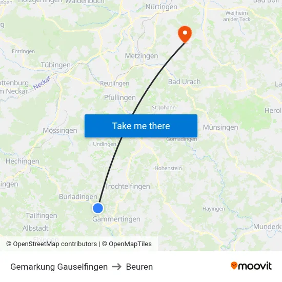Gemarkung Gauselfingen to Beuren map