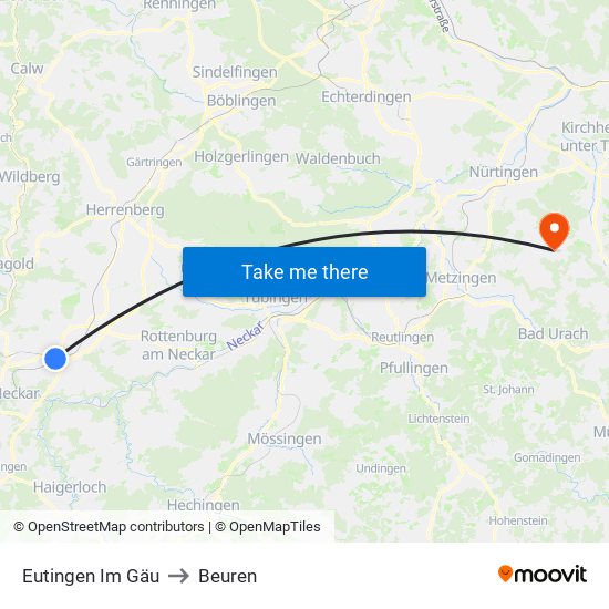 Eutingen Im Gäu to Beuren map