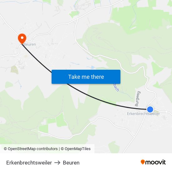 Erkenbrechtsweiler to Beuren map