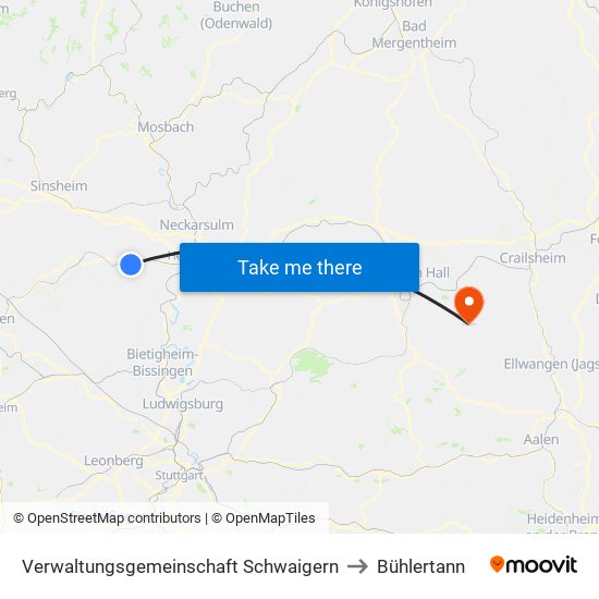 Verwaltungsgemeinschaft Schwaigern to Bühlertann map