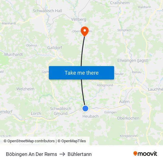 Böbingen An Der Rems to Bühlertann map