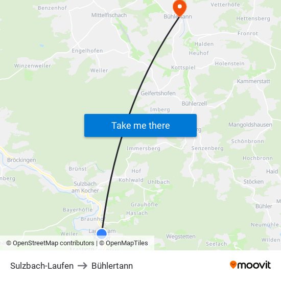 Sulzbach-Laufen to Bühlertann map