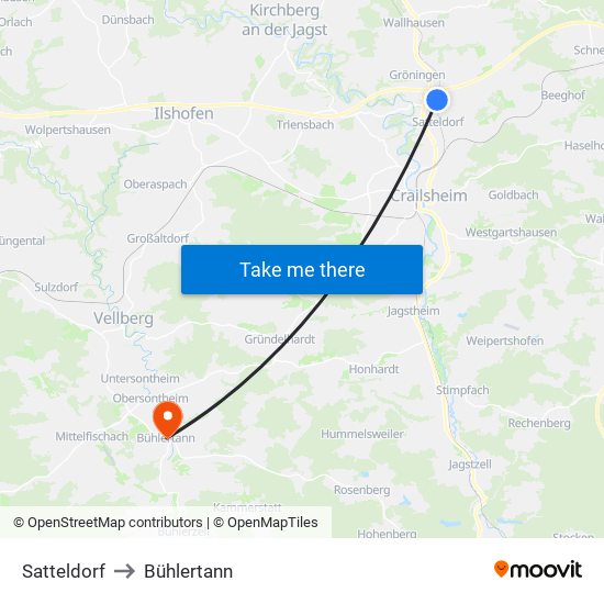 Satteldorf to Bühlertann map