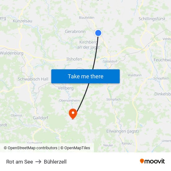 Rot am See to Bühlerzell map