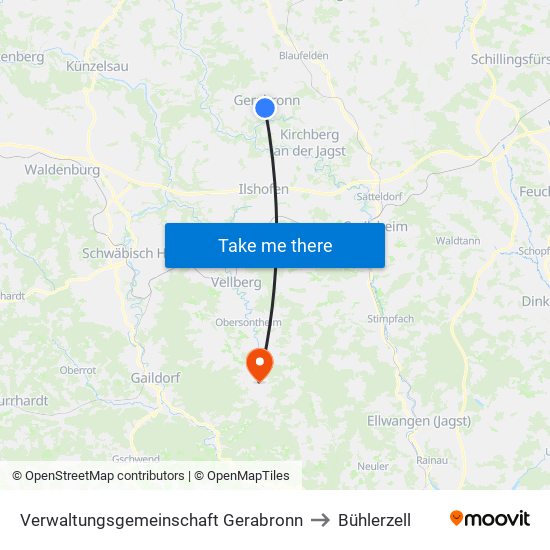 Verwaltungsgemeinschaft Gerabronn to Bühlerzell map