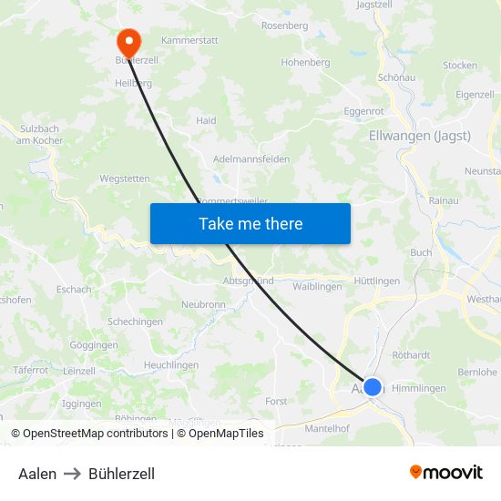 Aalen to Bühlerzell map