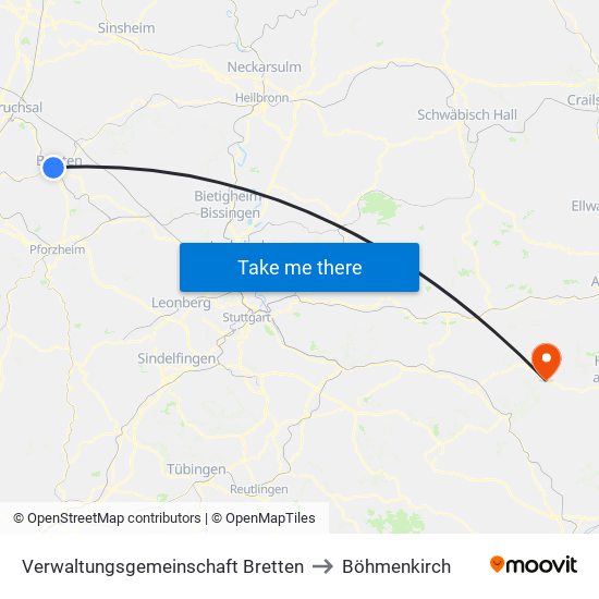 Verwaltungsgemeinschaft Bretten to Böhmenkirch map