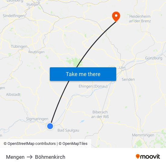 Mengen to Böhmenkirch map