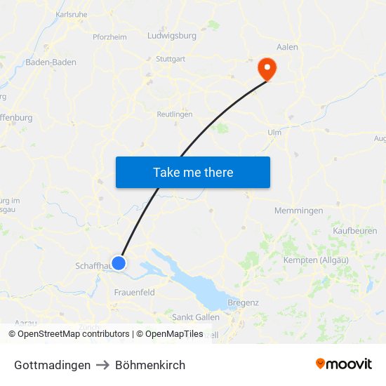 Gottmadingen to Böhmenkirch map