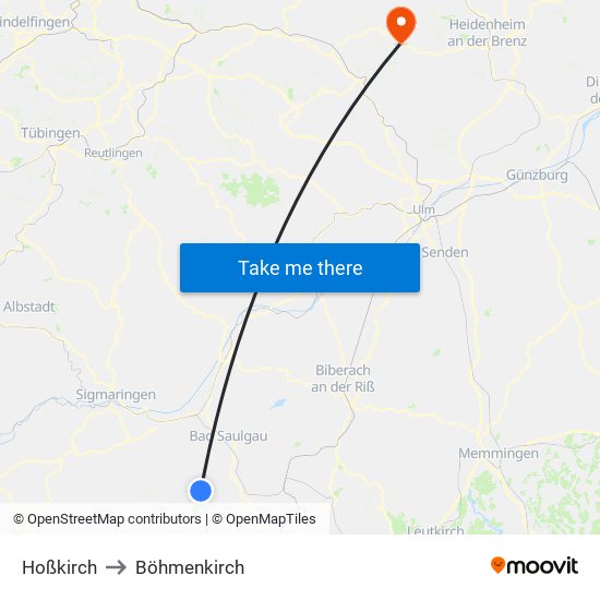 Hoßkirch to Böhmenkirch map