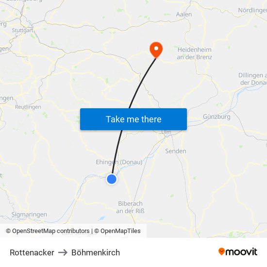 Rottenacker to Böhmenkirch map