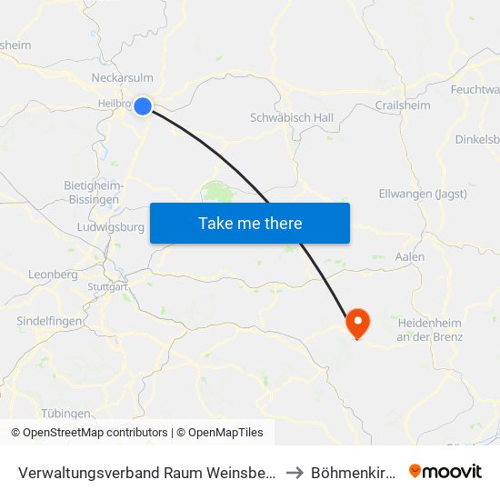 Verwaltungsverband Raum Weinsberg to Böhmenkirch map