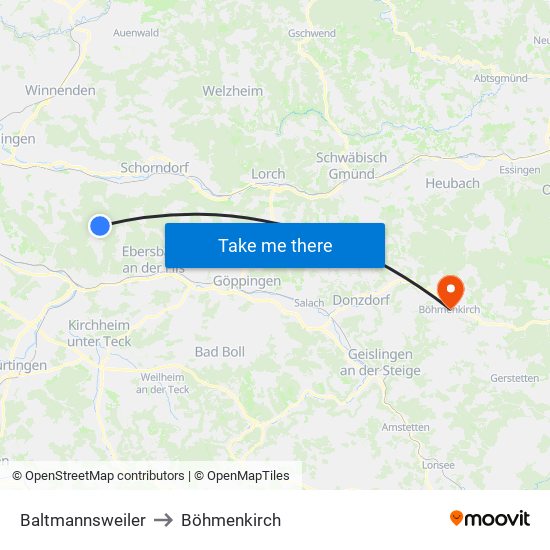 Baltmannsweiler to Böhmenkirch map
