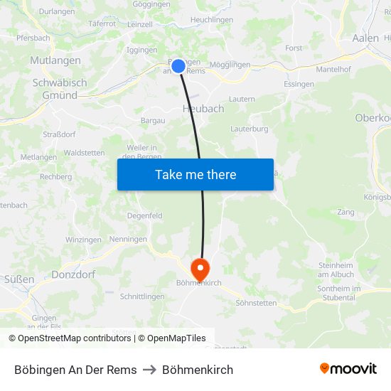 Böbingen An Der Rems to Böhmenkirch map