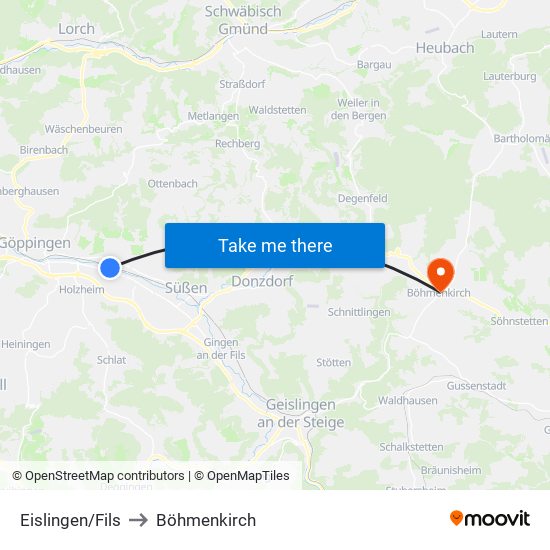 Eislingen/Fils to Böhmenkirch map