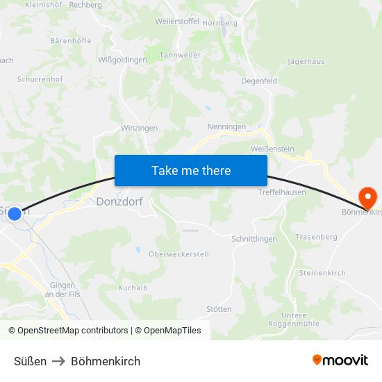 Süßen to Böhmenkirch map