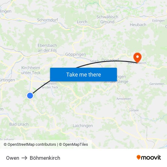 Owen to Böhmenkirch map