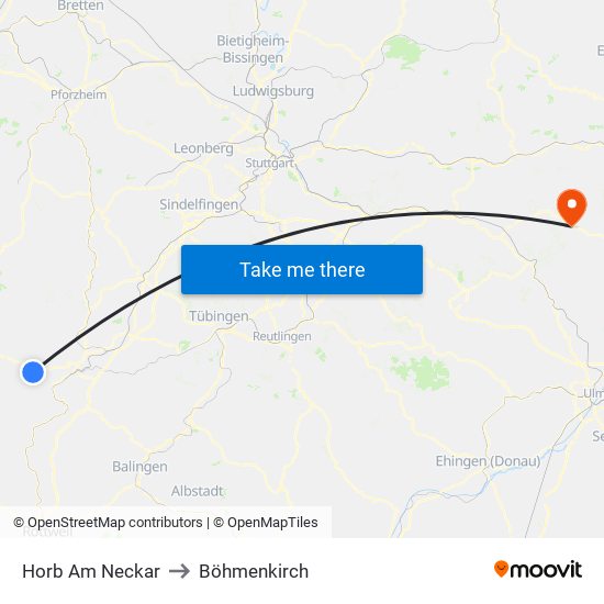 Horb Am Neckar to Böhmenkirch map