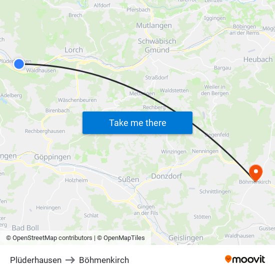 Plüderhausen to Böhmenkirch map