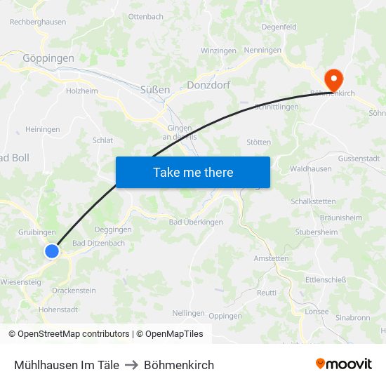 Mühlhausen Im Täle to Böhmenkirch map