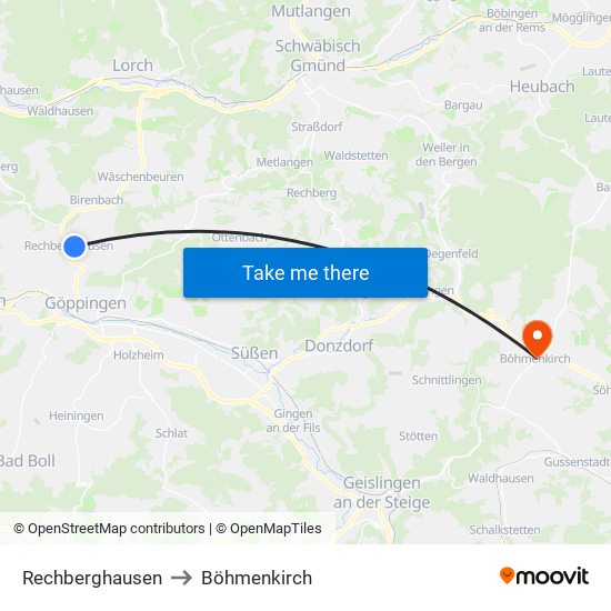 Rechberghausen to Böhmenkirch map