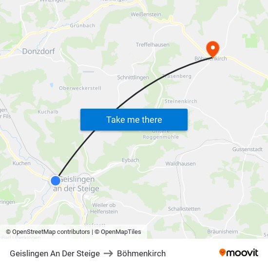 Geislingen An Der Steige to Böhmenkirch map