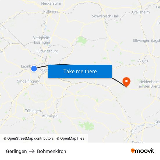 Gerlingen to Böhmenkirch map