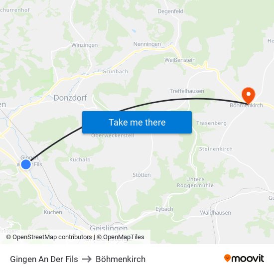 Gingen An Der Fils to Böhmenkirch map