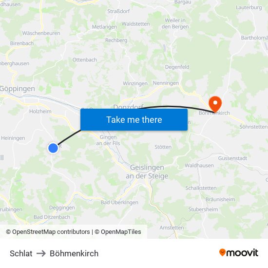 Schlat to Böhmenkirch map