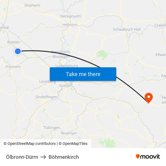 Ölbronn-Dürrn to Böhmenkirch map