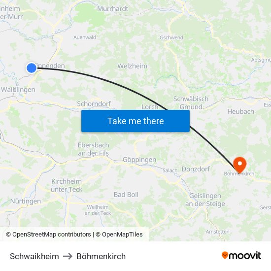 Schwaikheim to Böhmenkirch map