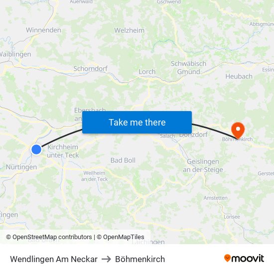 Wendlingen Am Neckar to Böhmenkirch map