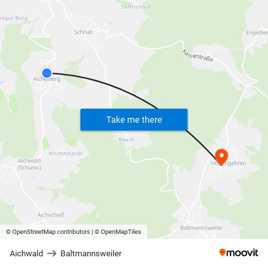 Aichwald to Baltmannsweiler map