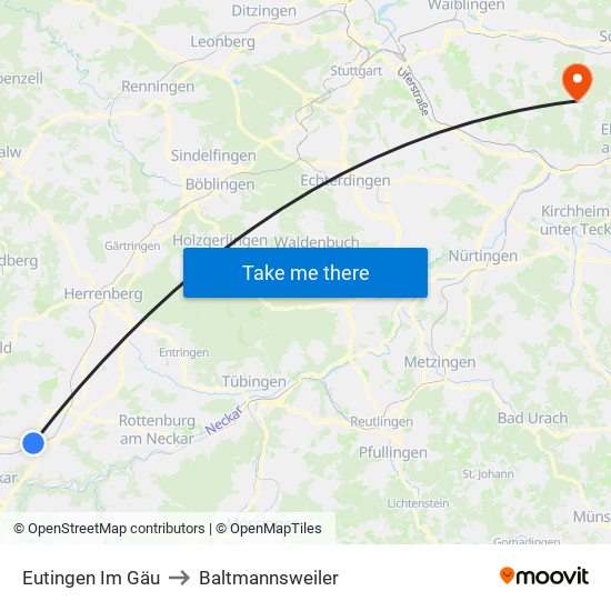 Eutingen Im Gäu to Baltmannsweiler map