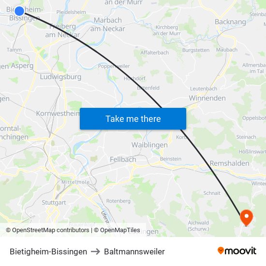 Bietigheim-Bissingen to Baltmannsweiler map