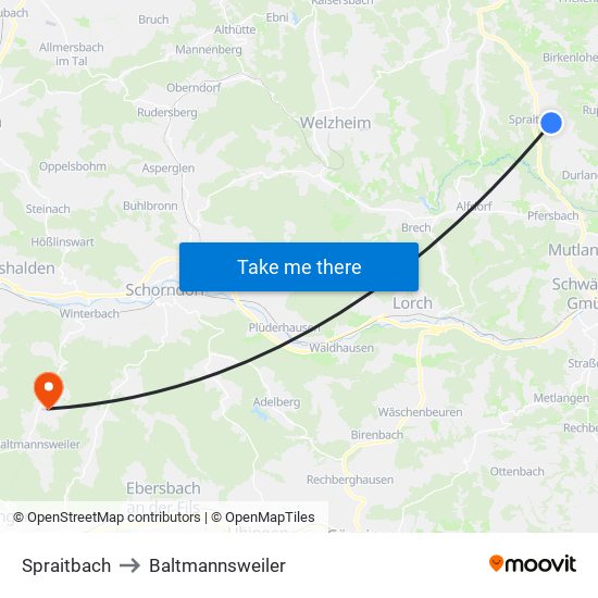 Spraitbach to Baltmannsweiler map