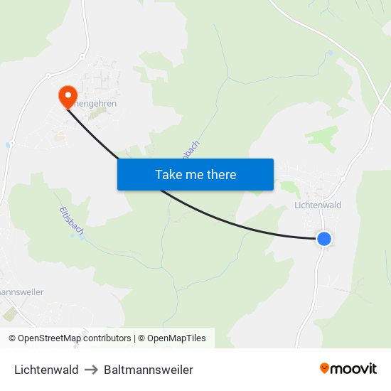 Lichtenwald to Baltmannsweiler map