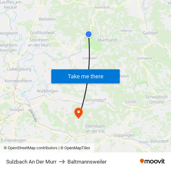 Sulzbach An Der Murr to Baltmannsweiler map