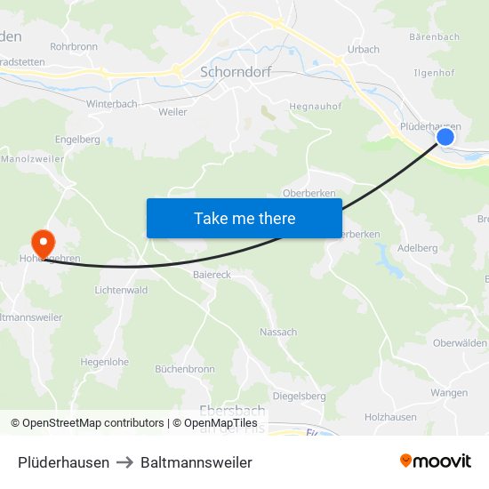 Plüderhausen to Baltmannsweiler map