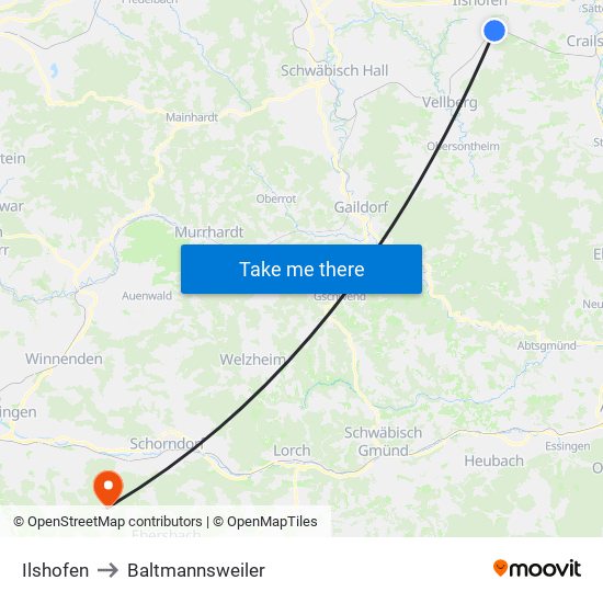 Ilshofen to Baltmannsweiler map