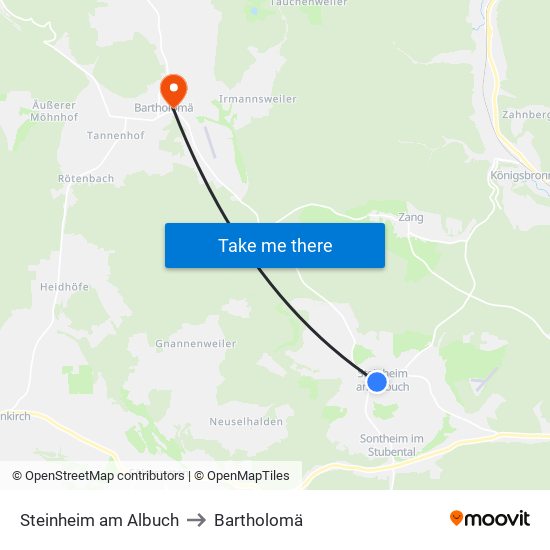 Steinheim am Albuch to Bartholomä map