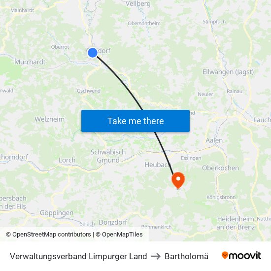 Verwaltungsverband Limpurger Land to Bartholomä map